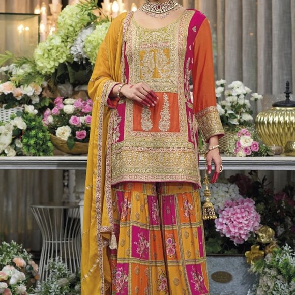 Glamorous Sunset Multicolor Embroidered Palazzo Suit - Picture 3 of 3